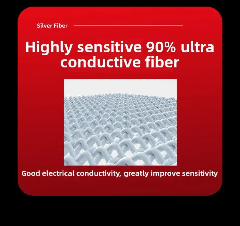 Gaming finger sleeves made of silver fiber with a highly conductive woven texture designed for enhanced sensitivity and breathable sweatproof comfort.