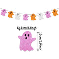 Halloween Party Decor Paper Banner Bat Spider Ghost Banner Garland Bunting For Home Halloween Party Hanging Ornaments Favor Gift