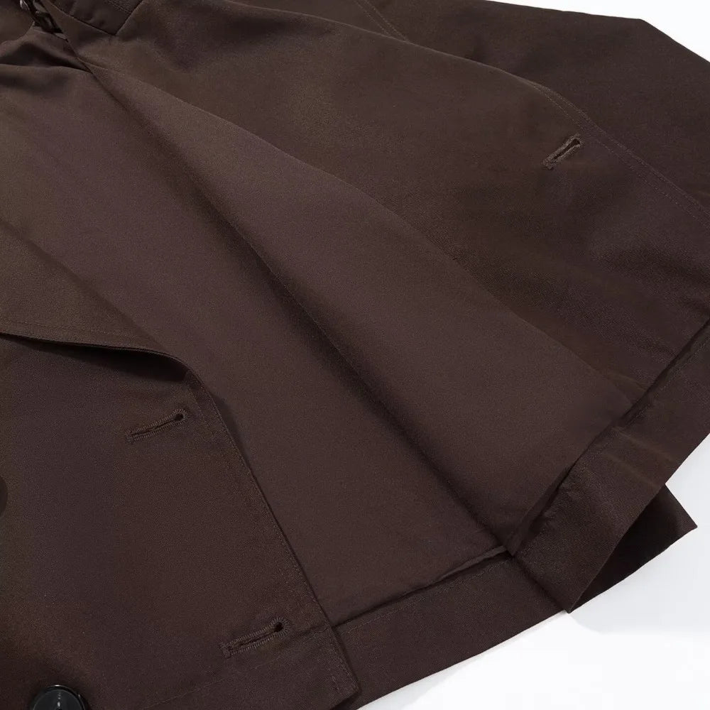 Brown Trench Coat Woman Long Sleeve Urban Solid Cropped Women's Trench Coat Casual Classic 2025 Trend Jackets Outerwears