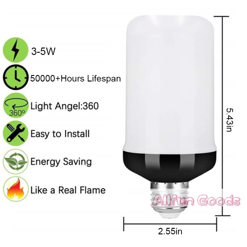 1Pc LED Flame Effect Fire Light Bulb E27 Simulated Nature Flicker Lamp Decor Light Dynamic Flame Effect Lighting Lamp For Home