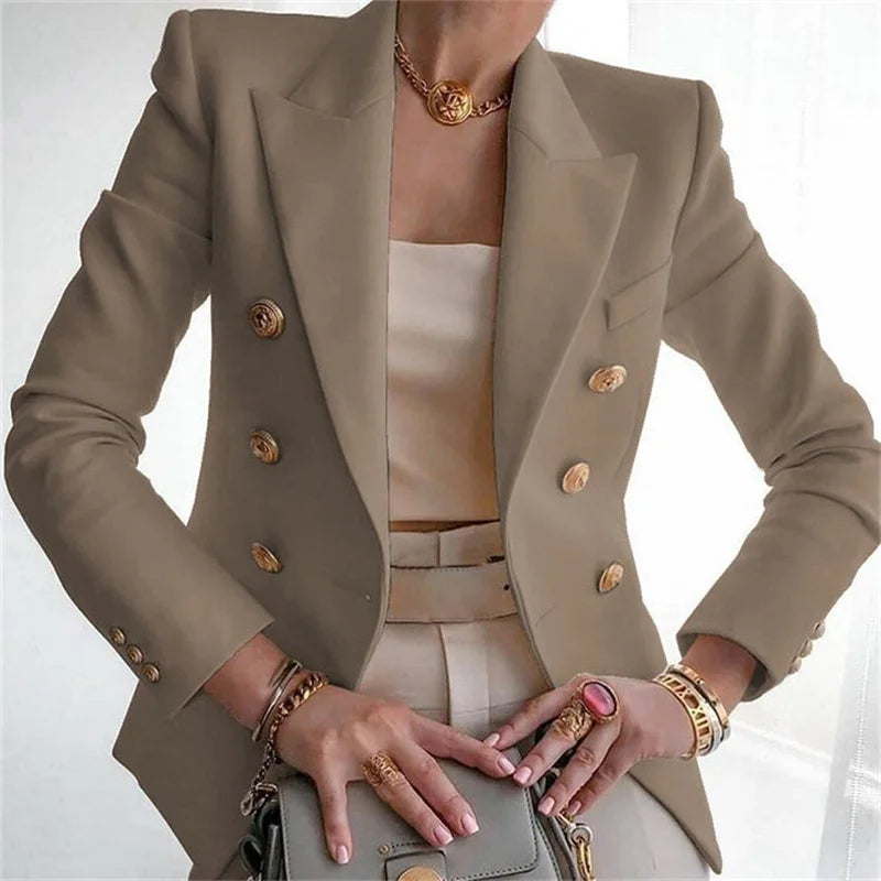 Women's European American Fashion Blazer Spring Autumn Elegant Temperament Ladies Suit Coat Professional Lady Short Outerwear