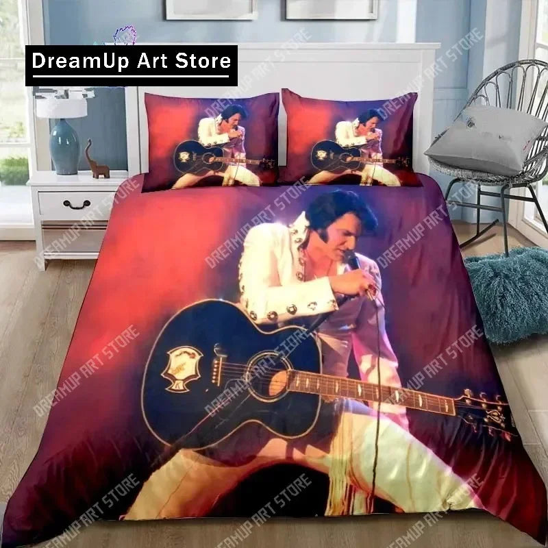 Poster Collection E-Elvis Presley Bedding Set Single Twin Full Queen King Size Bed Set Adult Kid Bedroom Bedding Gift