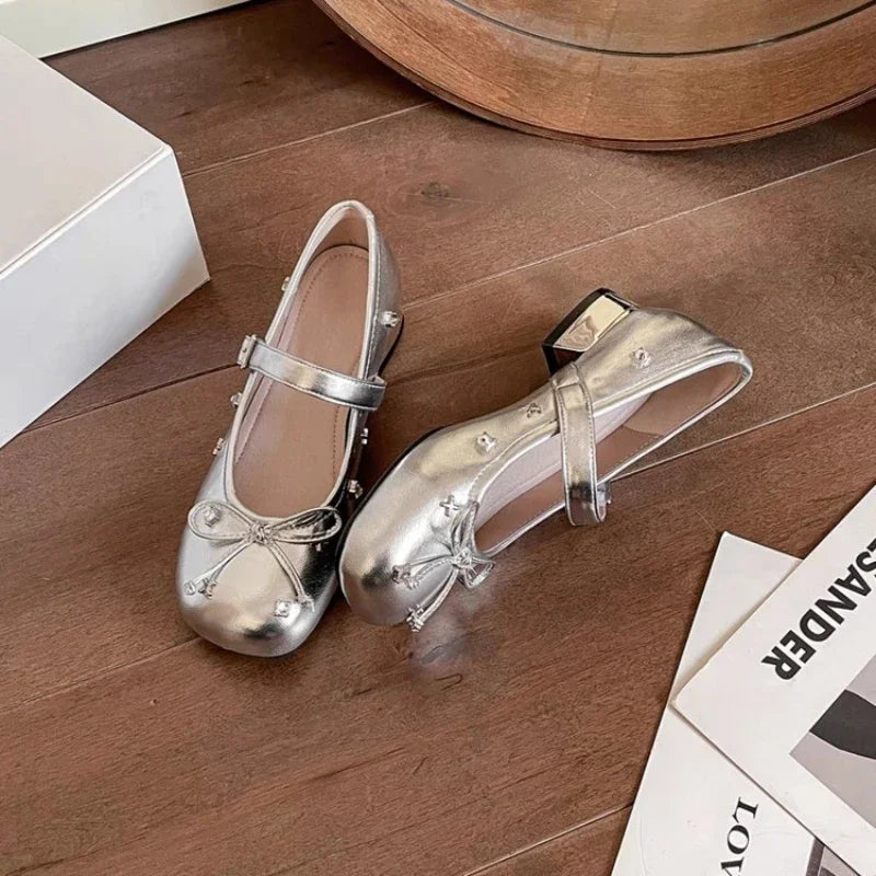 Woman Leather Shoes 2025 Spring Autumn New Fashion Korean Style Soft Bottom Anti-slippery Versatile Elegant Low-heel Party Shoes