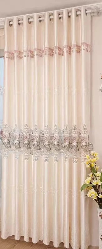 Embroidered Yarn Luxury Curtains for Living Dining Room Bedroom Semi Blackout Hollowed-out Pastoral Fashion Jacquard Custom