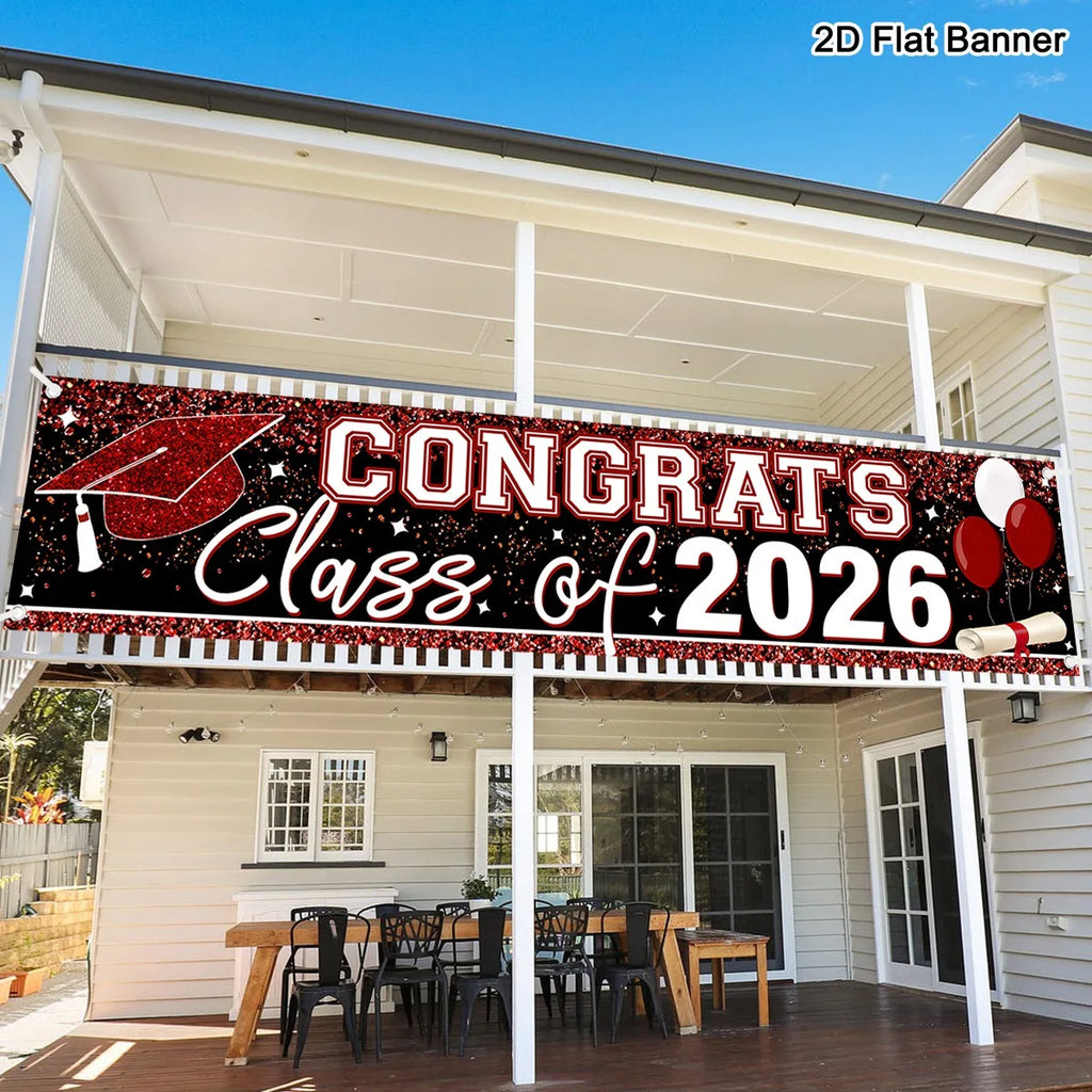 Congrats GRAD Banner Happy Graduation Banner Congratulations Graduation Backdrop Photo Props Graduation Party Supplies