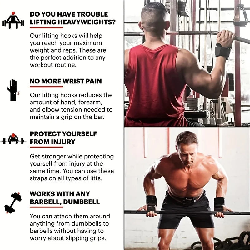 2pcs Fitness Squatting, Weightlifting, Pull Up, Wristband Hook, Horizontal Bar Sports Equipment, Strength Reduction Training,