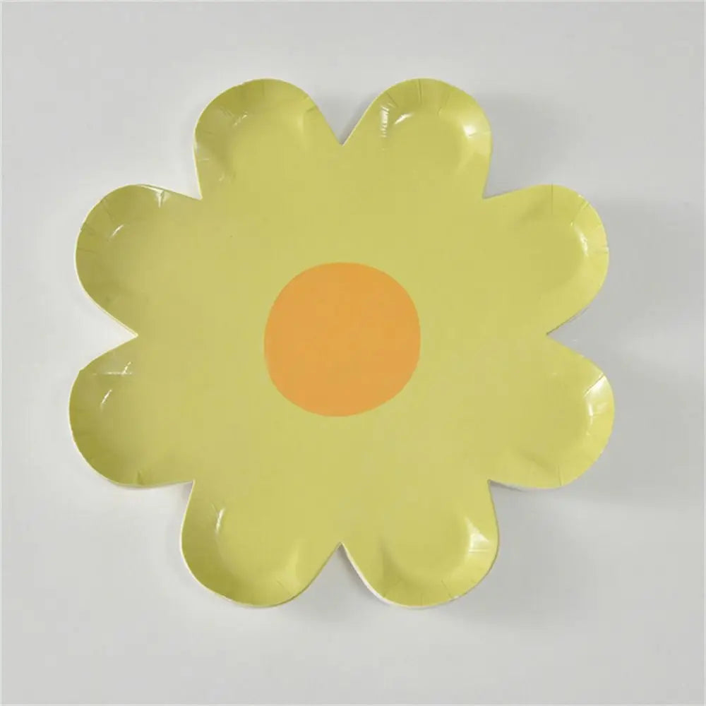 10pcs Disposable Daisy Picnic Tableware Kids Birthday Party Baby Shower Flower Dinner Plate Small Wedding Decoration