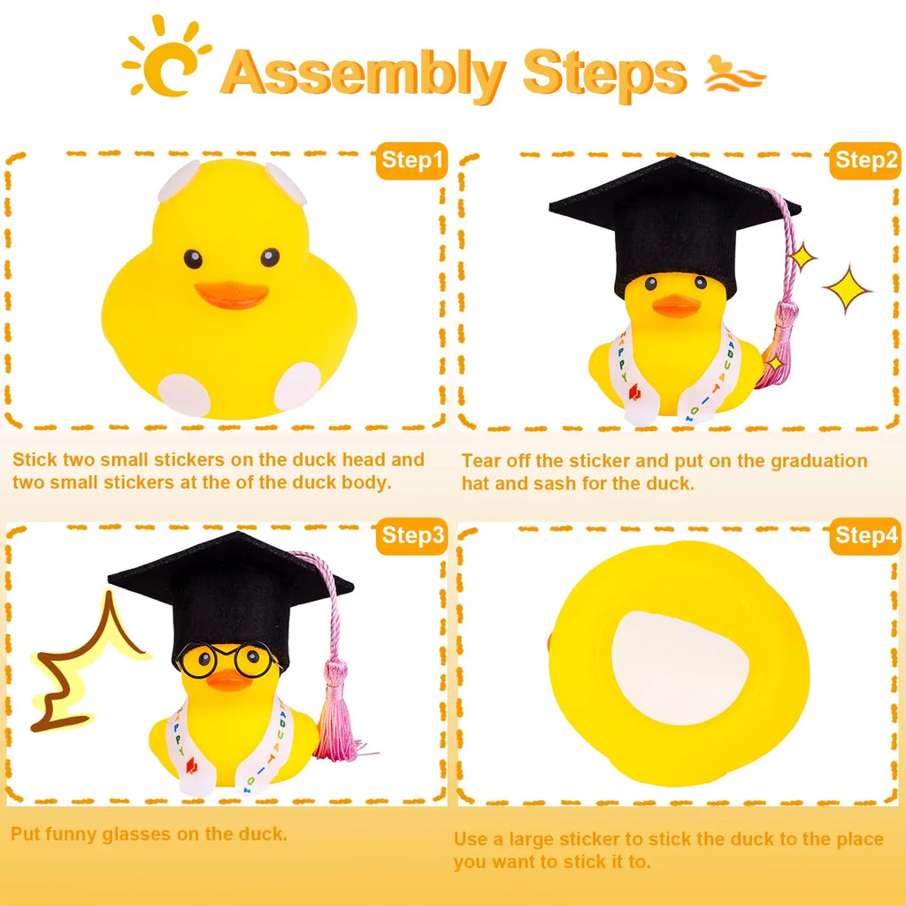 Graduation Rubber Duck,Car Duck Graduation Gift with Tassels for Student Classroom Party Favors