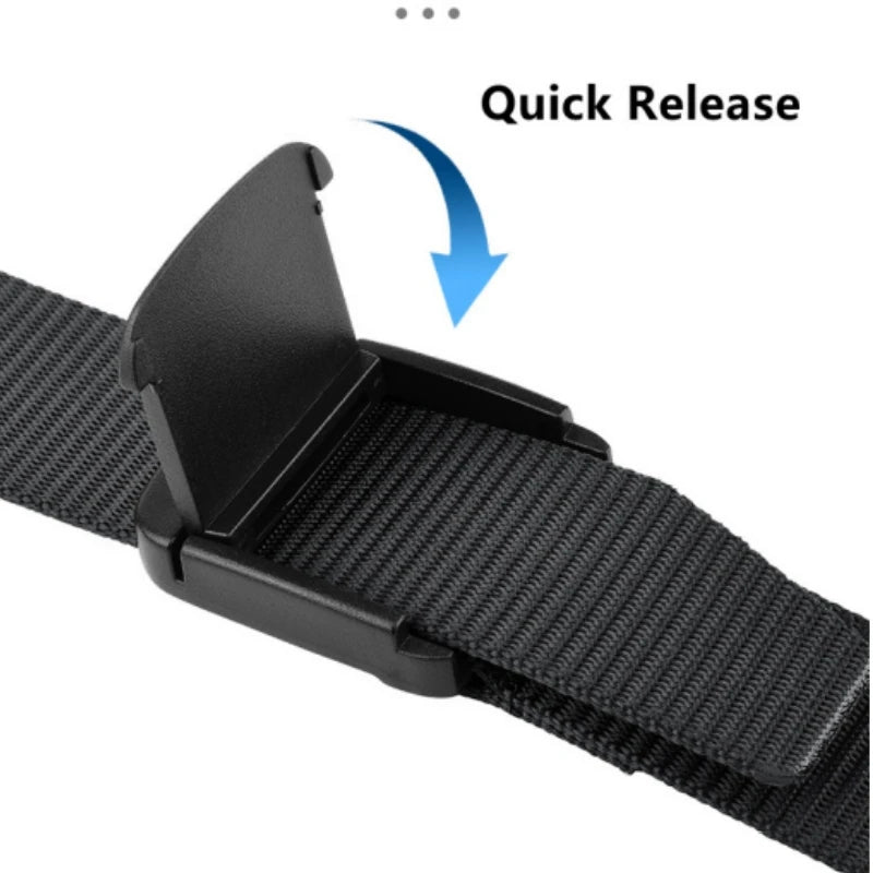 Men's Casual Belt, Non-Metallic Automatic Buckle Canvas Belt, Men's Jeans Belt, Suitable for Outdoor and Daily Matching