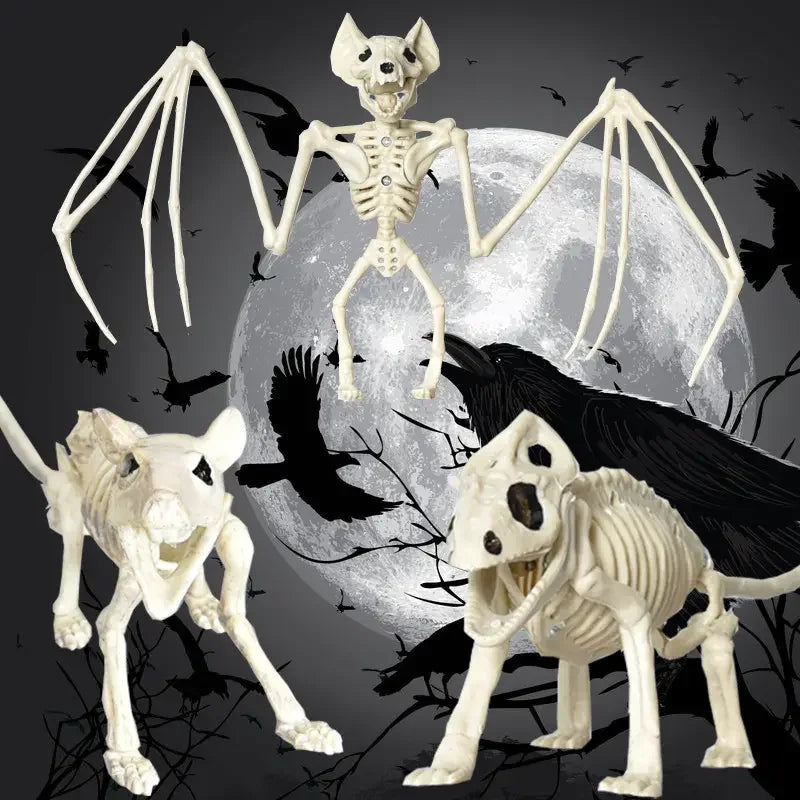 Halloween Decorations-Realistic Skeleton Props with Bats and Scorpions,Plastic Animal Bones for Haunted Houses,Bars,and Pranks