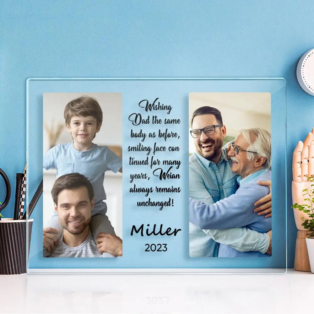 Custom Mother Father Day Acrylic Plaque Personalized Photo Text with Quote Gift for Mom Dad Grandma Grandpa Anniversary Birthday