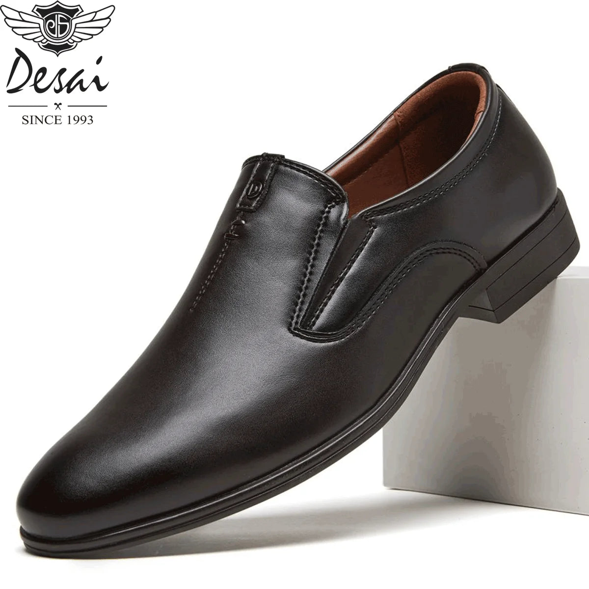 Desai Men's 2026 Autumn Winter PU Leather Slip-on Dress Shoes Non-slip Sole Leather Casual Shoes For Business Wedding Occasions