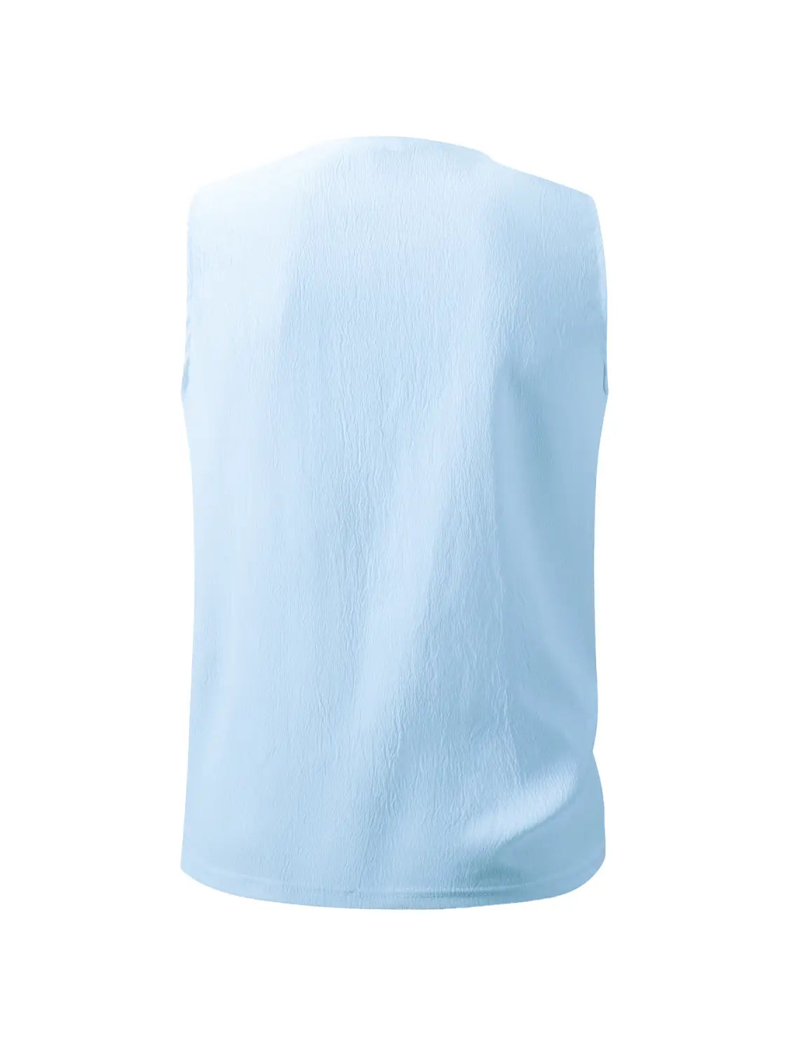 Hellblaues ärmelloses Strickweste aus weichem, strukturiertem Stoff, entworfen als Herren-Schnürstrick-Ärmellos-Top, lässiges Shirt ohne Ärmel.