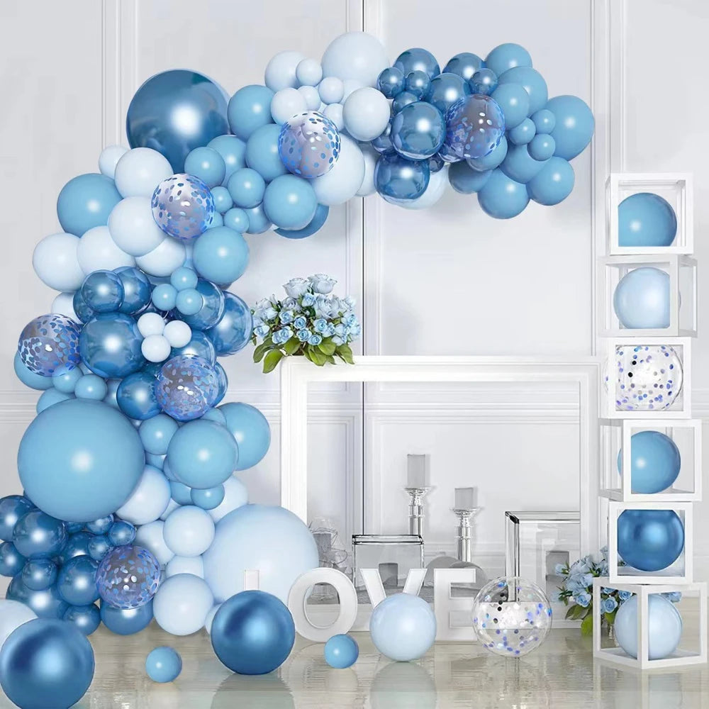 Blue Balloon Garland Arch Kit Happy Birthday Party Set Decorations Confetti Ballons Baby Shower Baloon Wedding BG Decor Globos
