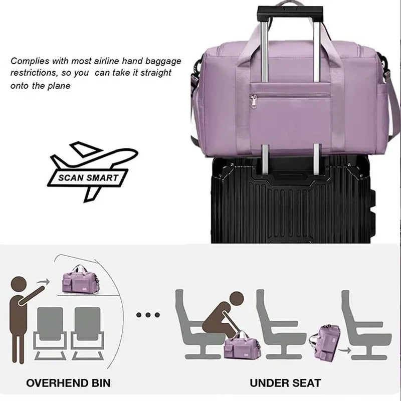 Travel Bag Large Capacity Weekender Carry On Duffle Bags with Shoe Compartment Sports Fitness Bags for Women Shoulder Bag