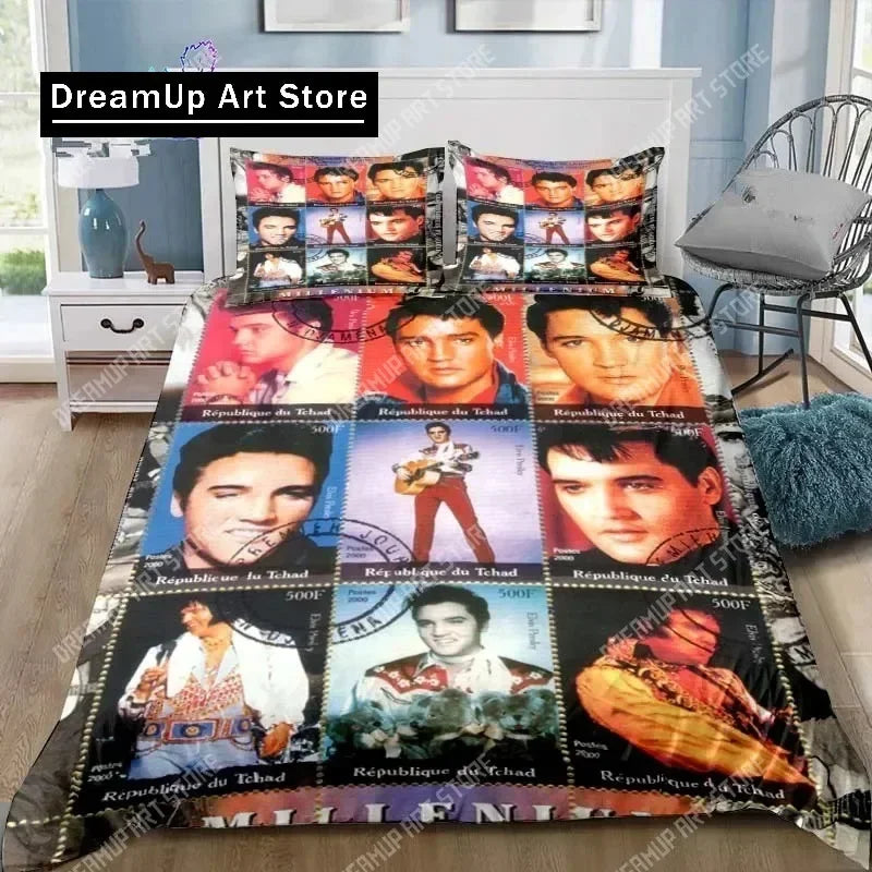 Poster Collection E-Elvis Presley Bedding Set Single Twin Full Queen King Size Bed Set Adult Kid Bedroom Bedding Gift