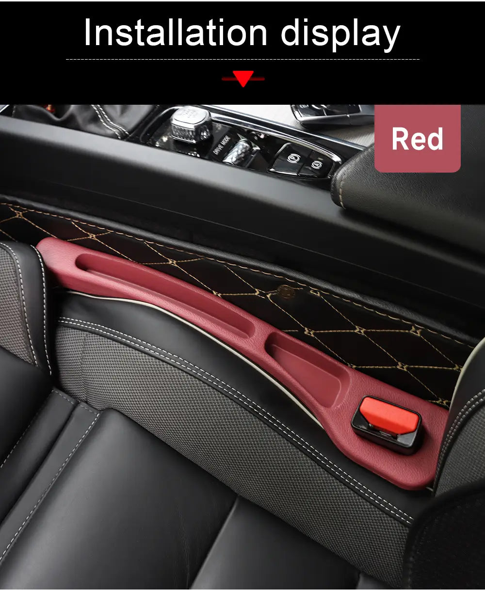 Couvre-poignée de porte de voiture en cuir rouge, avec motif cousu en losanges et bouton intégré, pour comblement d’interstice de siège de la classe AMG GLC de Mercedes-Benz.