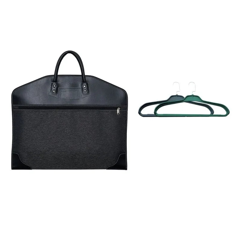 Leather Suit Garment Bag for Travel, Waterproof Dustproof Cover, Lightweight Foldable Business Suit Carrier for Air Travel