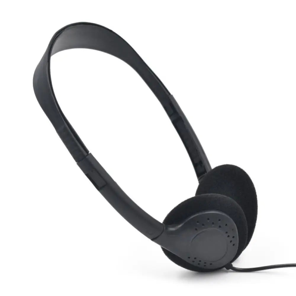 Casque de jeu filaire noir avec oreillettes rembourrées et serre-tête flexible, offrant une réduction du bruit et une fiche de type 3,5 mm pour un son clair.