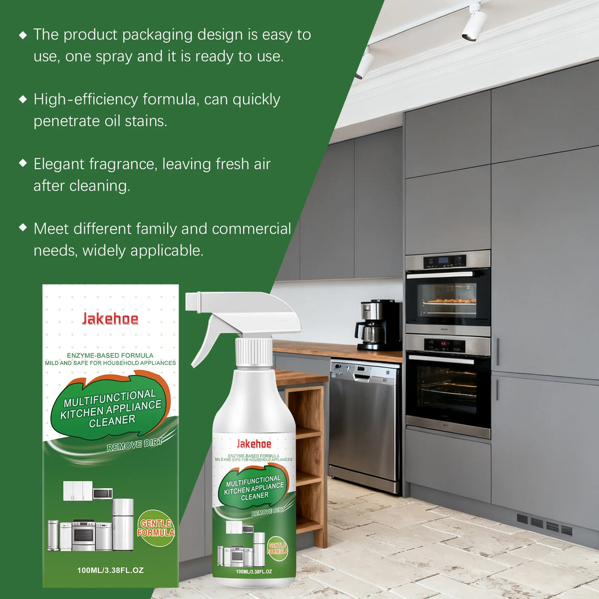 Kitchen Appliance Cleaner - Gentle Formula for Grease Removal, Stain Cleaning, Restoring Shine and Protective Coating