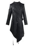 New  Men's Punk Style Irregular Trench Coats Black Gothic Long Hooded Jackets Halloween Man Cosplay Costume Large Size S-5XL