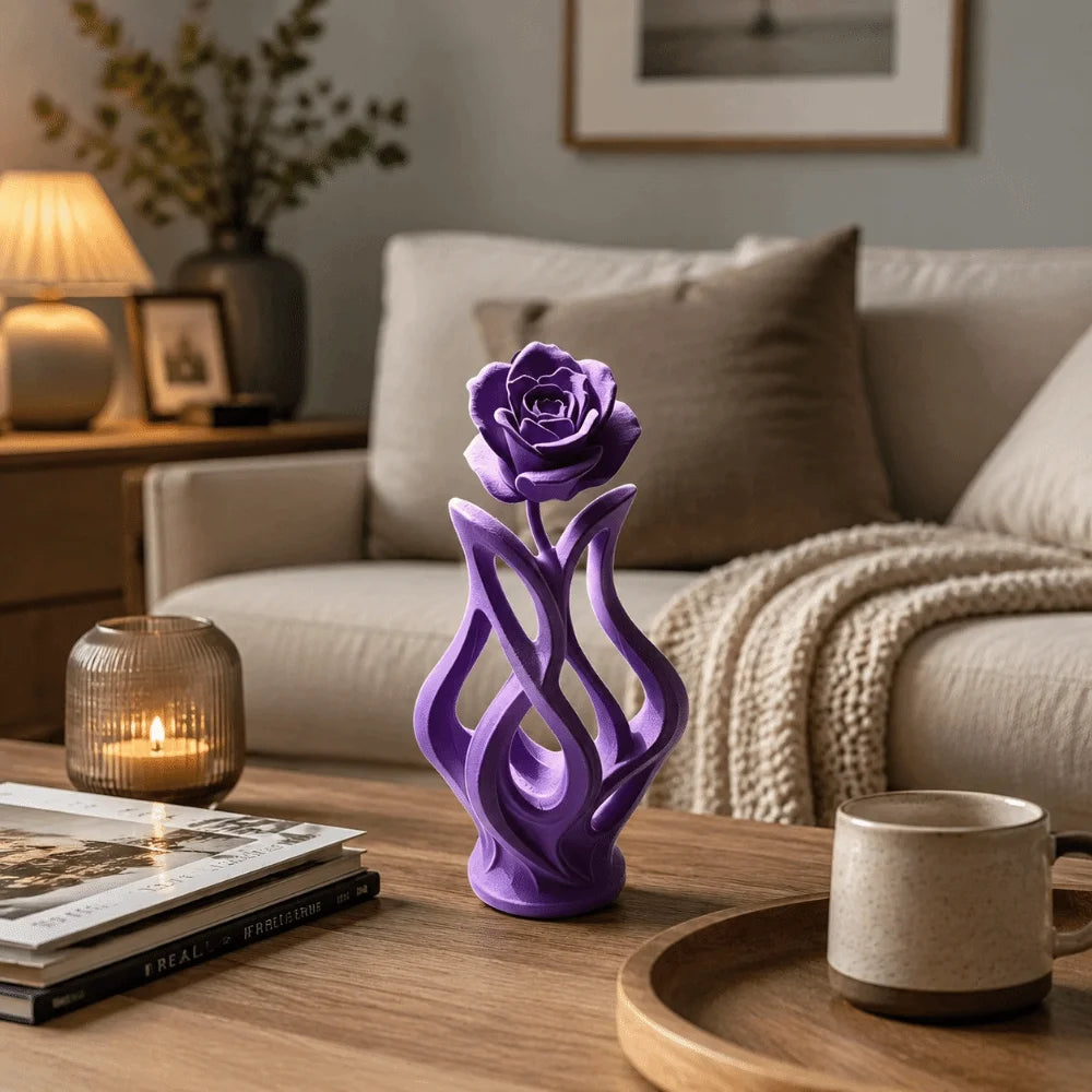 Elegant Hollow Design Rose Sculpture Modern Style Scandinavian Style Abstract Art Ornament Figurine Art Ornament Home Decor