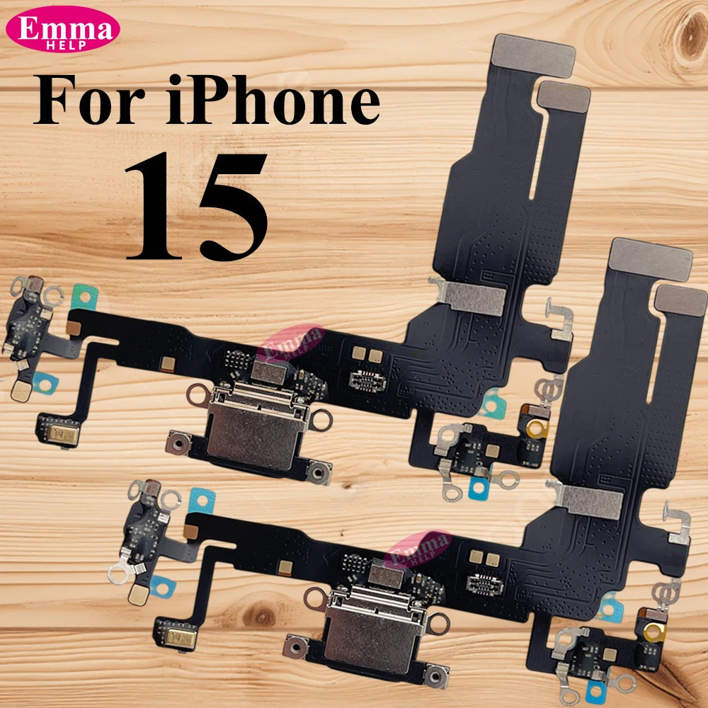 Charging Port Flex Cable for iPhone 12 13 14 15 16 Pro Max Mini USB Charger Dock Connector With Microphone Ribbon Repair