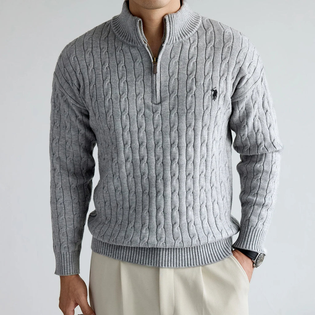 High end brand sweater men's designer new fashion golf pony embroidered coat winter thick warm zipper collar knitted pullover