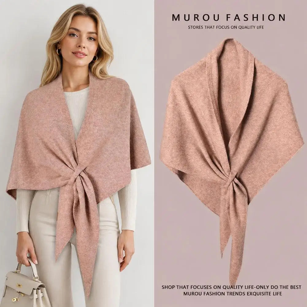 Winter Scarf For Women Warm Triangle Knit Scarves Hijab Solid Lady Shawl Wrap Female Pashmina Bandana Head Scarf ﻿