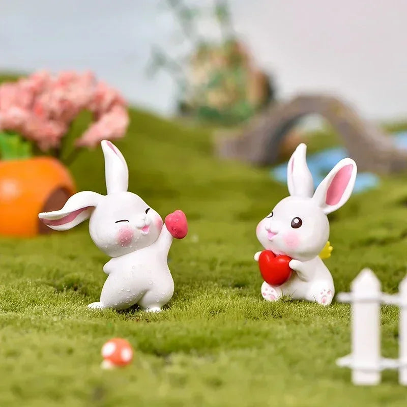 Easter White Rabbit Christmas Figurine Diy Micro Landscape Home Decor Miniature Fairy Garden Decoration Accessories Modern New