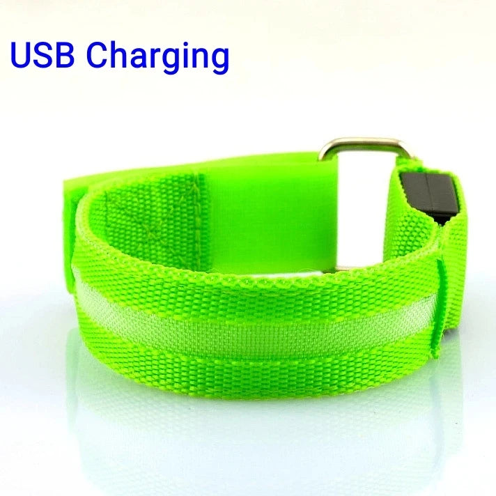 Outdoor Sports Armband LED Light Night Running Safety Belt USB Rechargeable Arm Leg Warning Wristband Cycling Bike Bicycle Light
