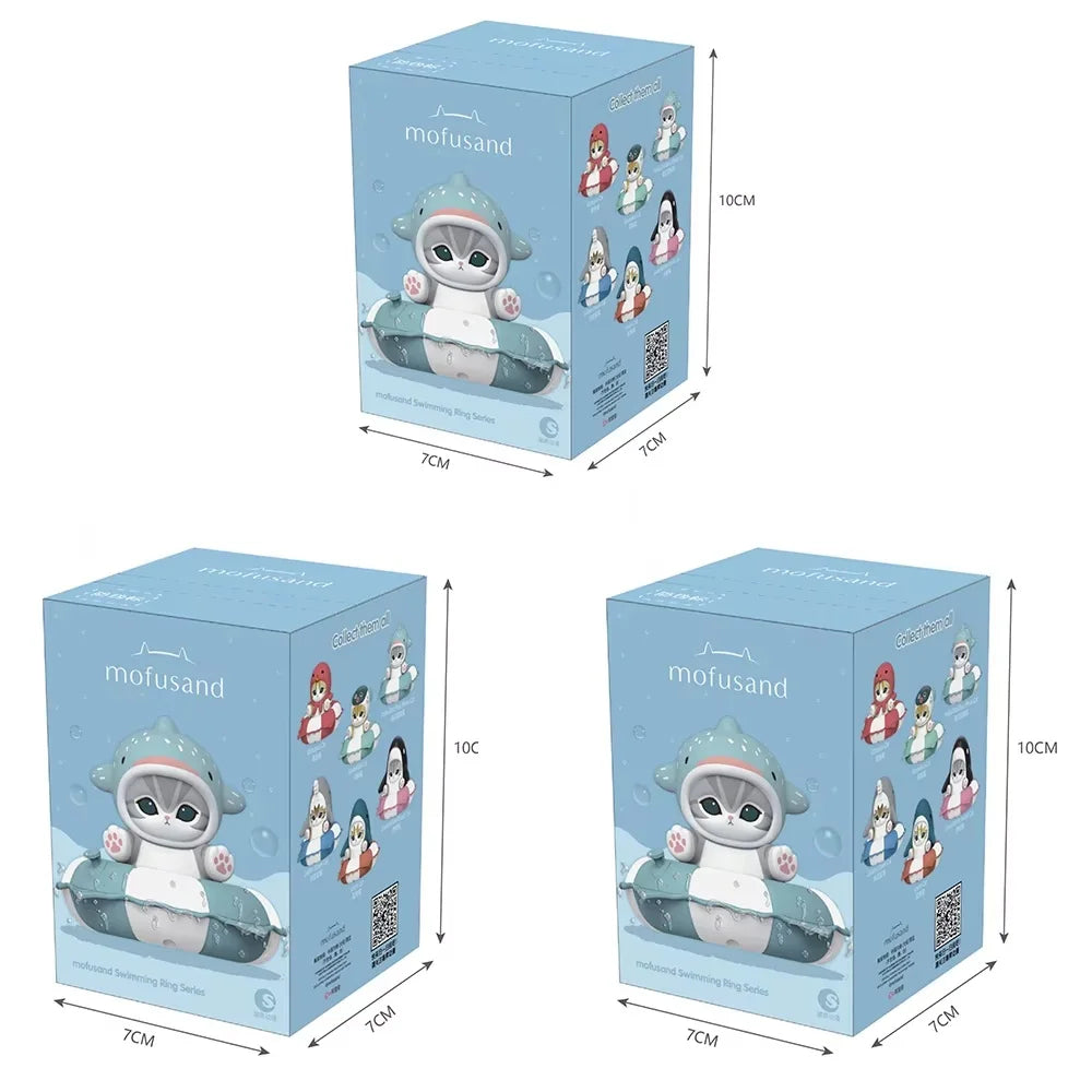 Genuine Mofusand Swimming Ring Series Blind Box Cute Collectible Figurines Desk Car Decor Collection Seal Mystery Box Kid Gifts