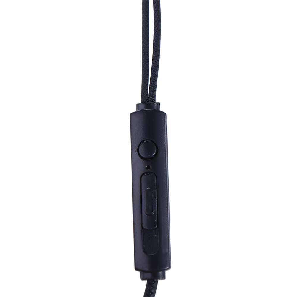 Module de commande en ligne en plastique noir pour écouteurs à double dynamique, comprenant un bouton circulaire et un curseur allongé pour une utilisation avec casque stéréo filaire 3,5 mm