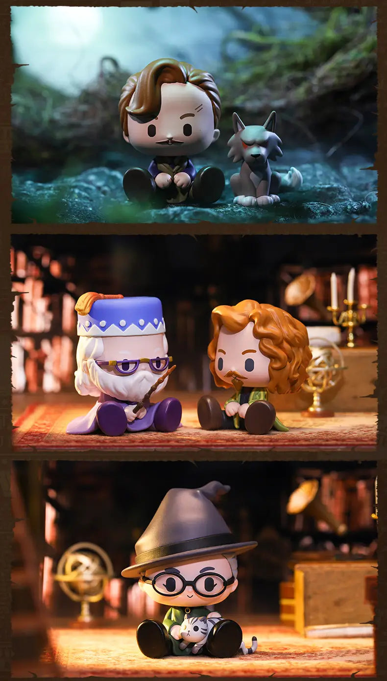 Las encantadoras figuras tipo chibi de la caja ciega Pop Mart Harry Potter presentan personajes coleccionables caprichosos en poses estilizadas, con accesorios detallados y paletas de colores pastel suaves.