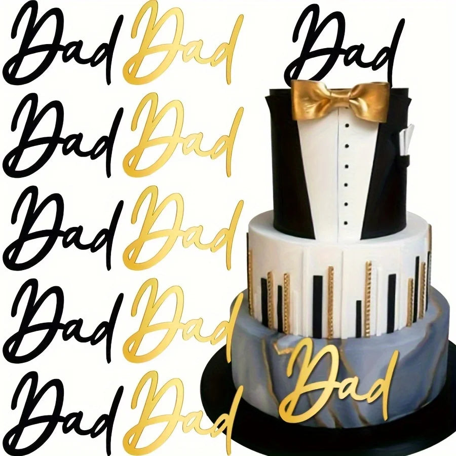 1-10PCS Father's Day Dad Cake Topper Best Dad Happy Birthday Baking Cake Decoration Party Supplies
