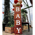 First Birthday Balloon Boxes  3 Wood Grain Brown Blocks 1st Birthday Balloon Boxes Teddy Bear Birthday Party Decorations