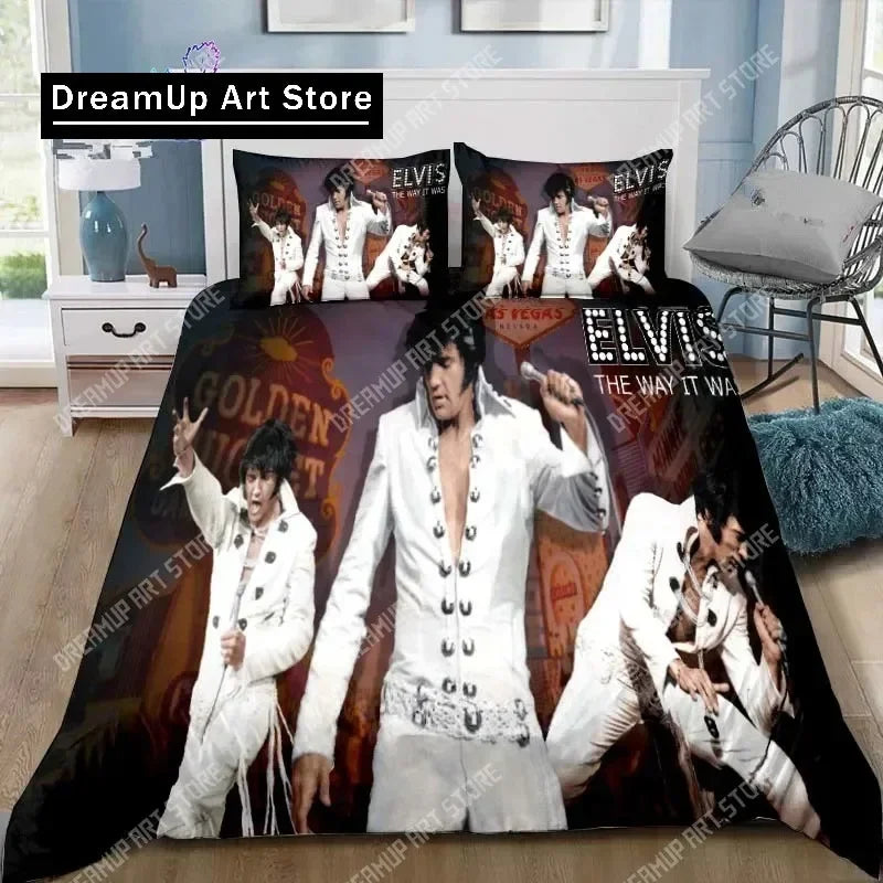 Poster Collection E-Elvis Presley Bedding Set Single Twin Full Queen King Size Bed Set Adult Kid Bedroom Bedding Gift