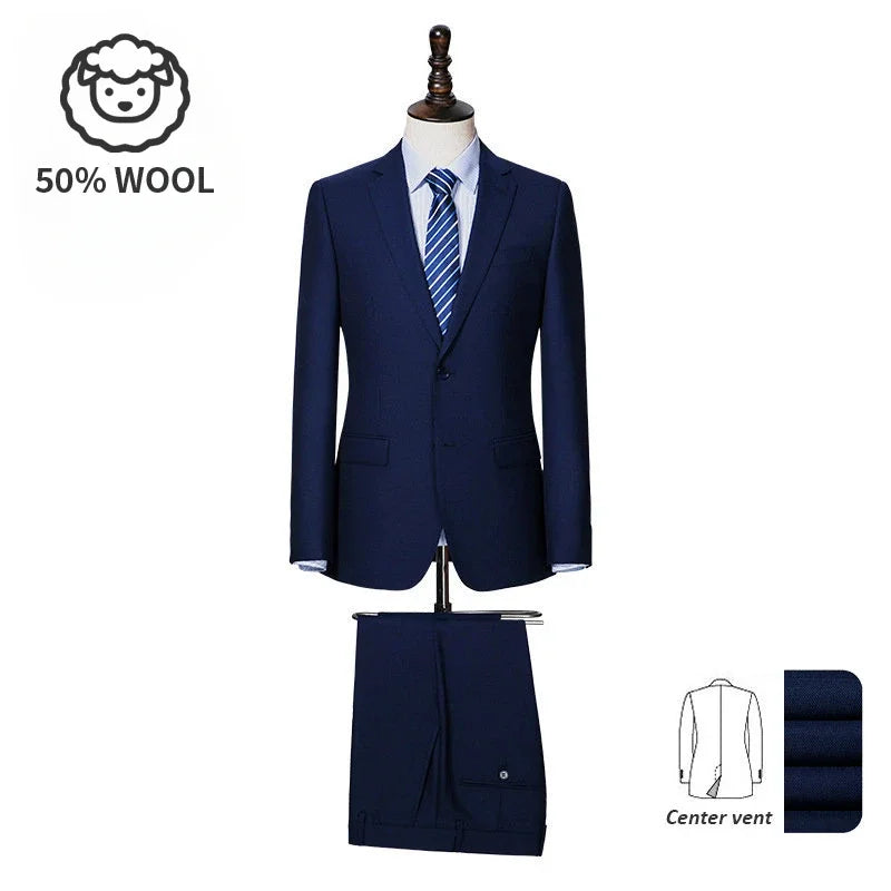 Men's Premium Suit -Business Suit, Professional Formal Wear, Ideal for Work and Weddings,50% Wool,Customizable Fit with 20 Sizes