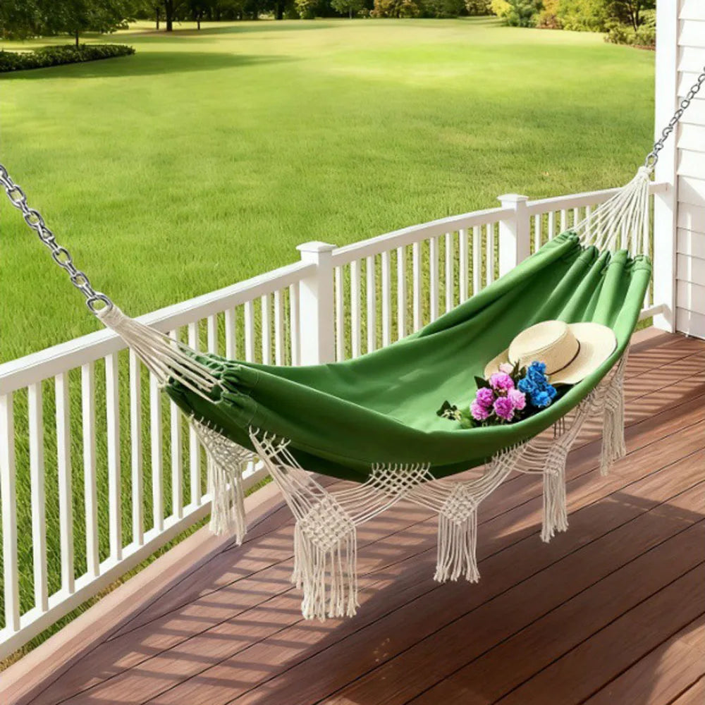 Outdoor camping hammock - Beach widened double swinging hammock - Bohemian style travel suspended swing hammock