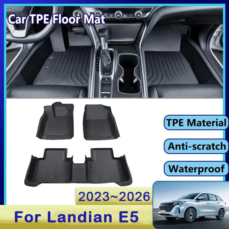 Car Floor Mats For DFSK Landian E5 NEV 2023~2026 5seat 7seat Waterproof Pads Left Hand Driver Foot Covers Floor Auto Accessories