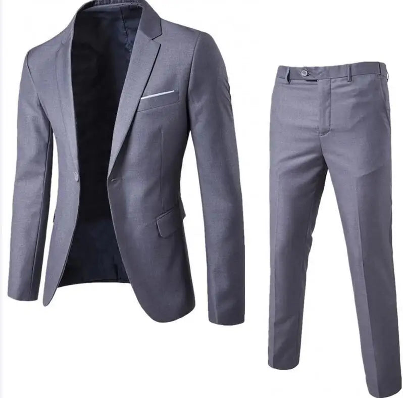 Mens Wedding Two Piece Suit Groom Best Man Slim Casual Dress