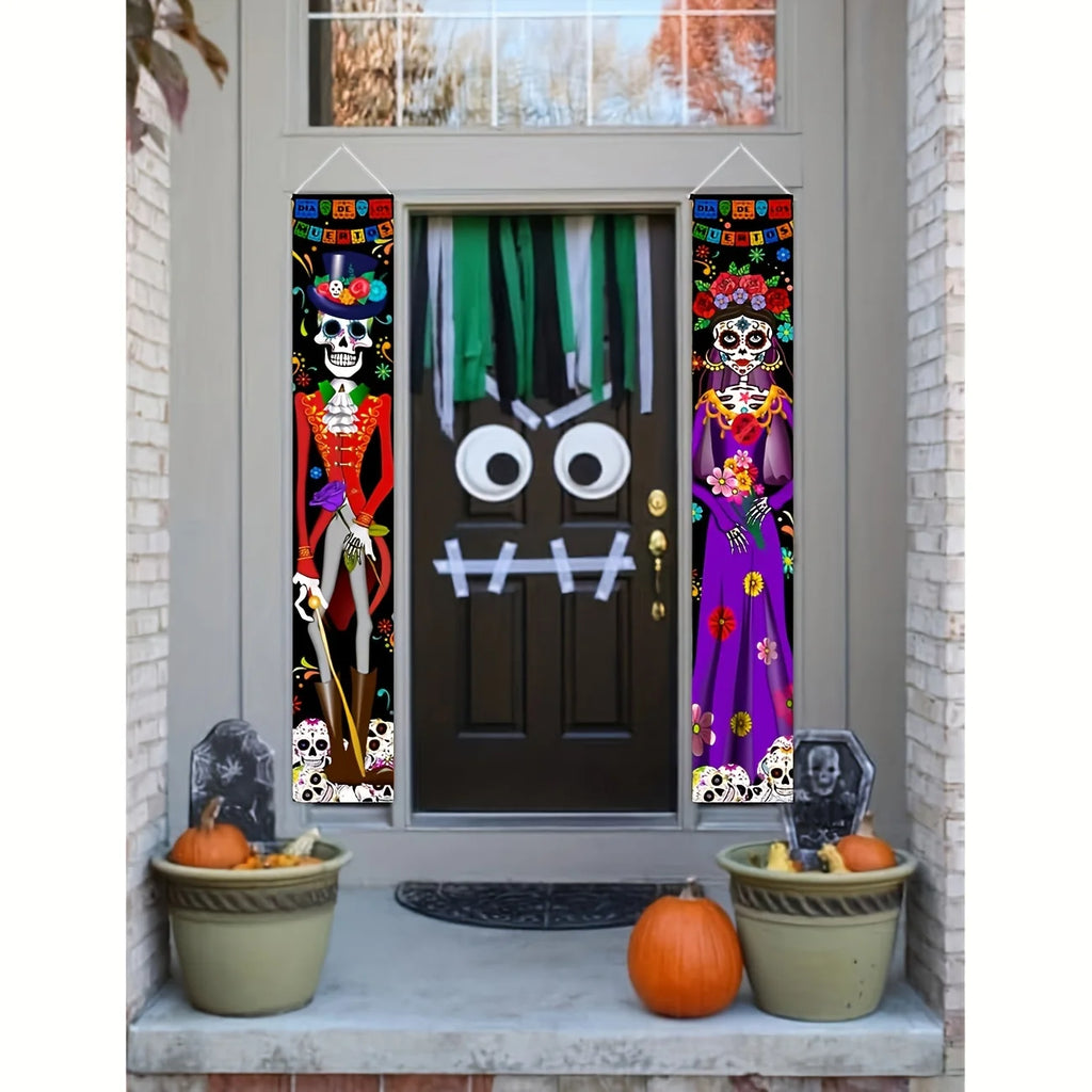 Day of The Dead Decorations Dia De Los Muertos Decor Mexican Fiesta Sugar Skull Flowers Deocrations Hanging Wall Door Banner