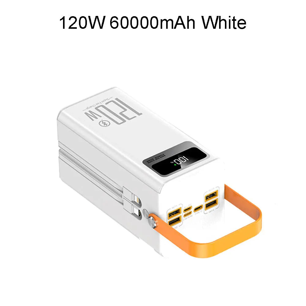 30000mAh 60000mAh Portable Power Bank 120W Fast Charging Power Station Emergency Power Bank LED Charger for Home Camping Phone