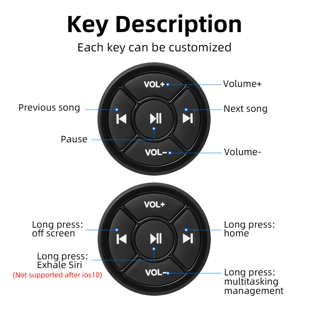 Car Steering Wheel Controller Wireless Bluetooth-compatible Remote Control Button Universal for Android IOS Car Media Volume