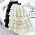 Women Skirts Cake-Style Skirt Spring Summer Fashion Lace Skirts Ladies High-Waisted Slimming Long Lace Skirt Elegant Tulle Skirt