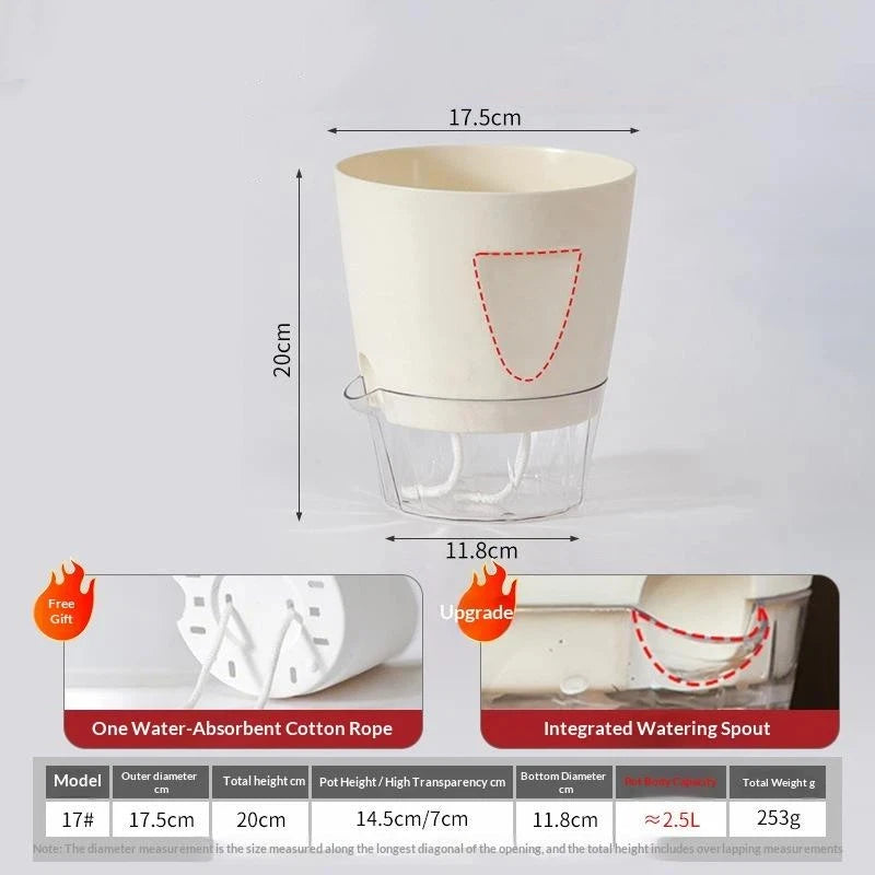 Self Watering Plant Pots Indoor Modern Plastic Planters For Orchid Succulent Herb Flower Home Office Decor