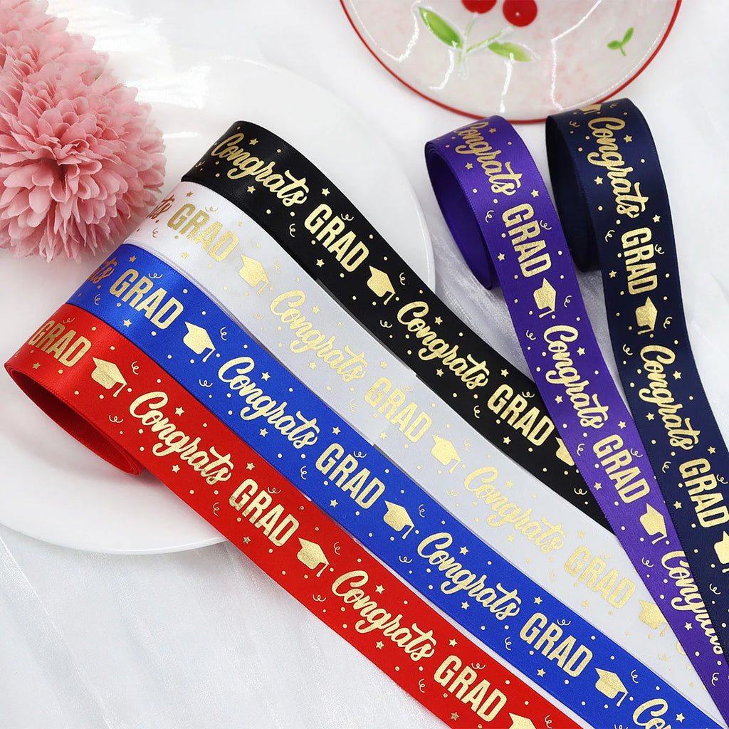 1 Roll，5 Yards Graduation Gift Packaging Ribbon,Decoration Party DlY Bow Ribbon, Graduation Ceremony  CampusParty Supplies
