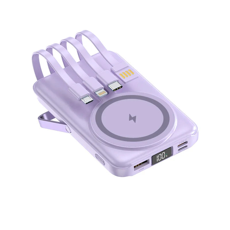 Magnetic Suction Wireless Charger 200000mAh Fast Charge Powerbank Built-in Stand Portable External Battery For Smartphone