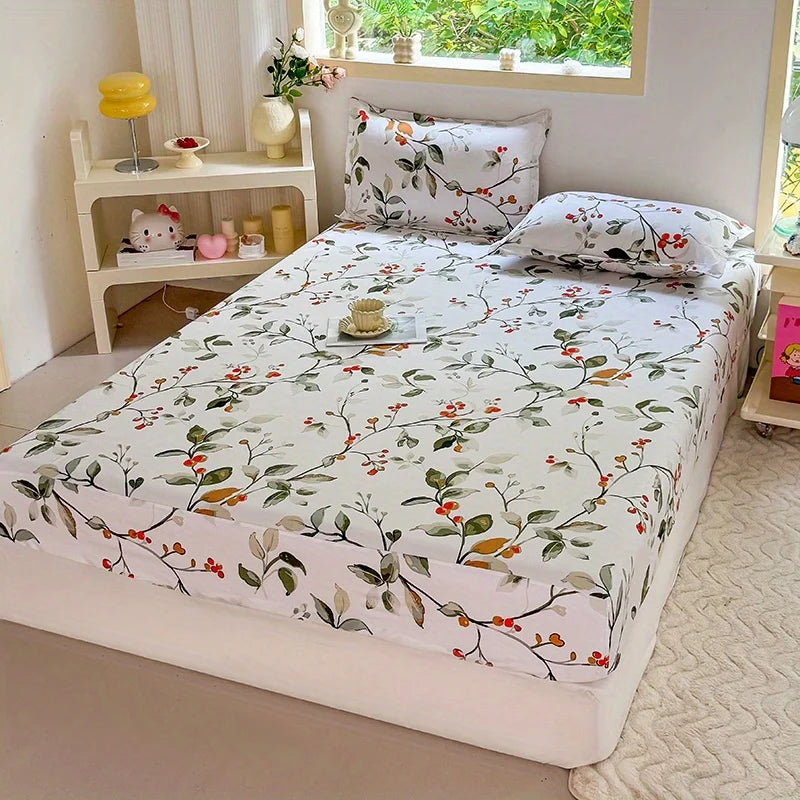 3pcs Print Bedding Set, Soft and Comfortable, Suitable for Bedroom, Guest Room One Fitted Sheet + Two Pillowcases, No Core