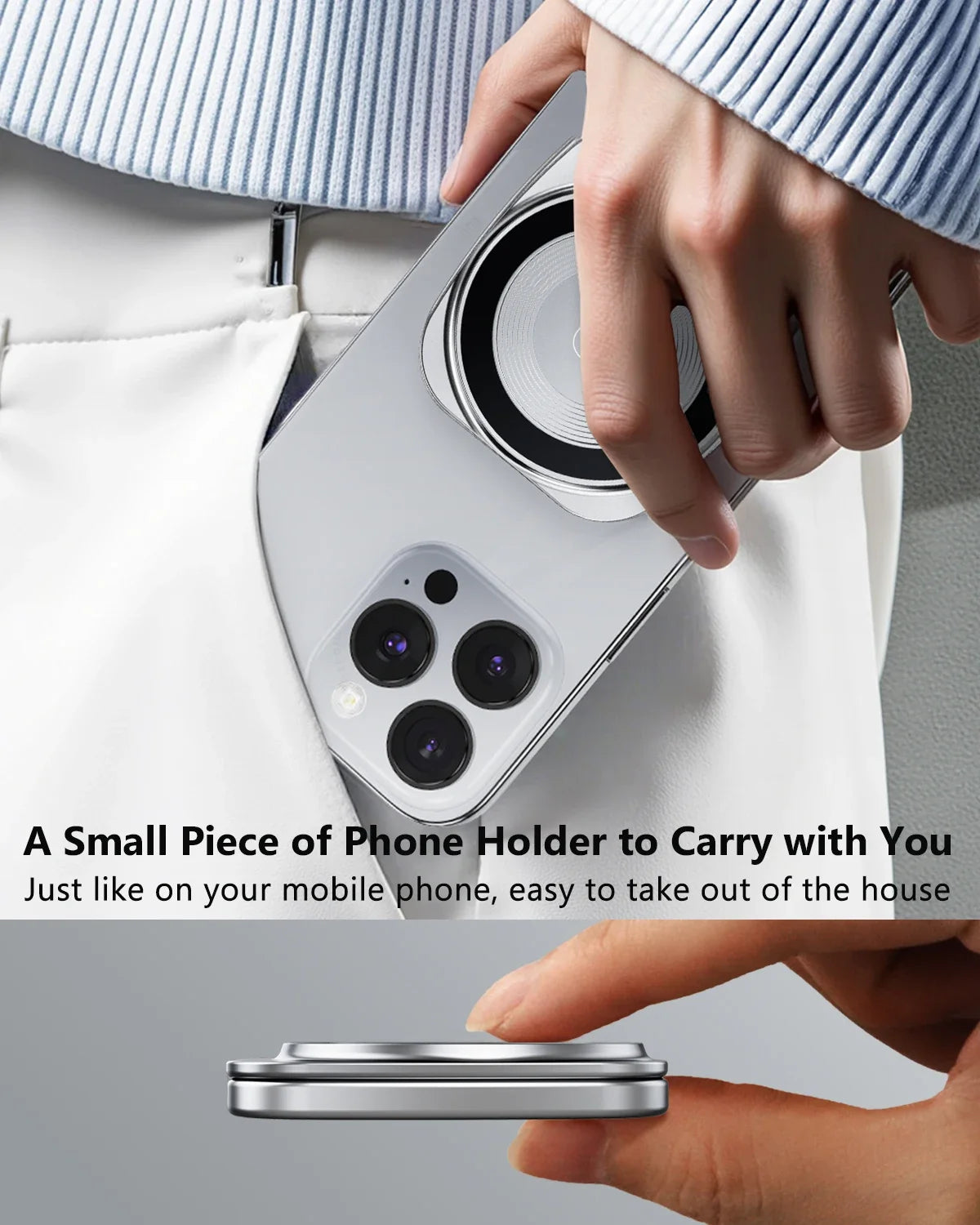 Eary Gym Magnetic Phone Holder Mount For Wall Portable Aluminum Metal Stand With Foldable Pocket Size Gym Essentials Accessories